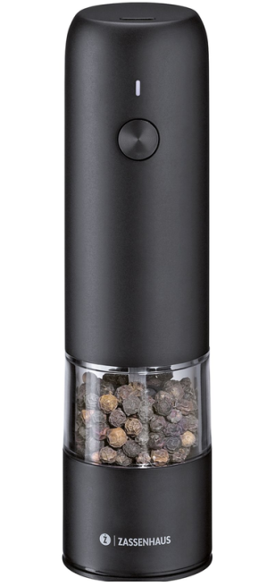 Pfeffermühle KÖLN USB elektrisch 14 cm schwarz +30g TELLICHERRY